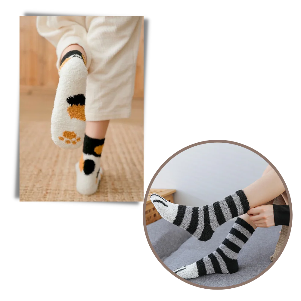 Chaussettes d'hiver en pattes de chat – Image 4