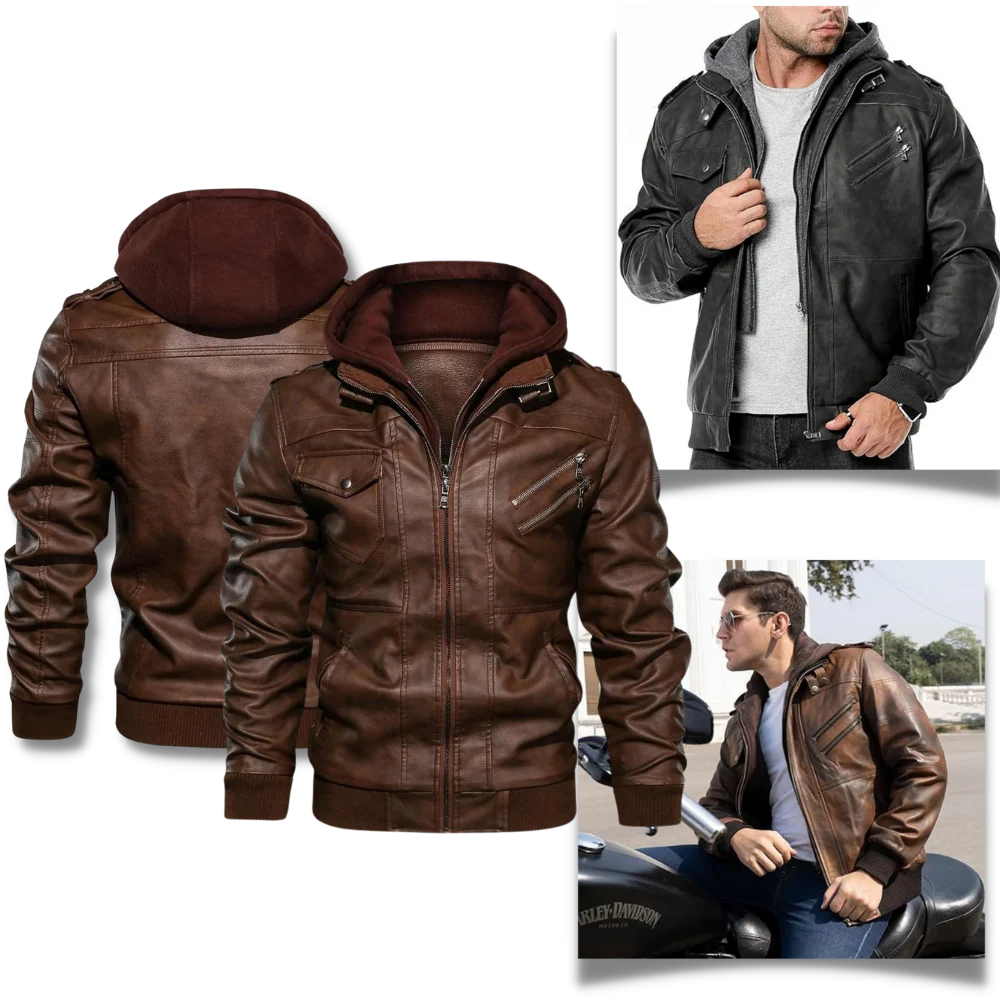 Veste de motard marron en cuir
